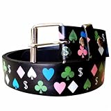LUCKY SPADES CLUBS HEARTS DIAMONDS BLACK BELT - L