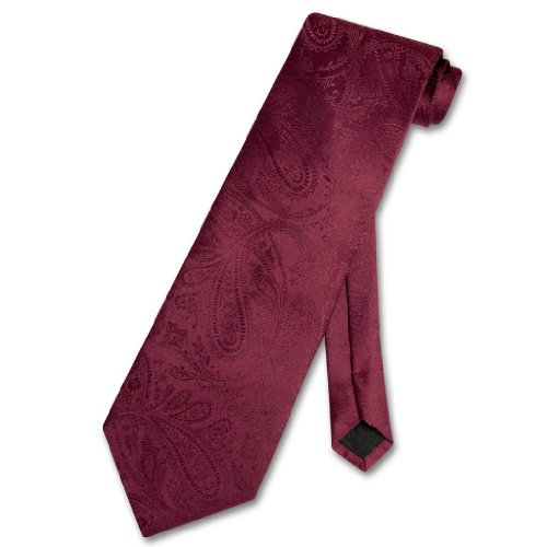 Vesuvio Napoli NeckTie Solid BURGUNDY Color Paisley Men's Neck Tie