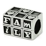 Beautiful Antique Silver Baby Blocks Family Spacer Charm Bead . Fits Pandora, Troll, Biagi, Chamilia, And Many Other Bracelets.