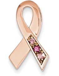 14k Rose Gold Pink Tourmaline Awareness Ribbon Slide
