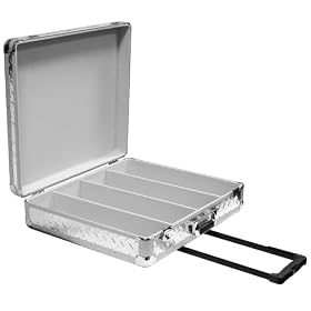 Marathon Elight Series MA-ECD4Hw Sil-Dia CD Case 4 Row Holds Up To 200 Jewel Cases & Up To 600 Plastic Sleeves with Handle & Wheels: Silver Diamond