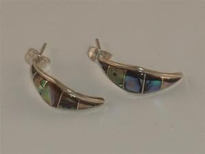 Inlaid Abalone Shell Sterling Silver Earrings - ER-0067