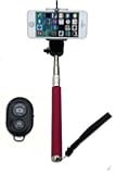 UFCIT Extendable Selfie Handheld Stick Monopod with Adjustable Phone Holder and Bluetooth Wireless Remote Shutter for iPhone Samsung and other system over IOS 6.0 and Android 4.2.2 Smartphones (Hot Pink Monopod with Shutter)
