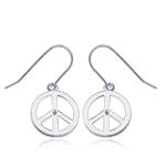 Sterling Silver Diamond-Accent Peace-Sign Earrings