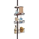 InterDesign York Bathroom Constant Tension Corner Shower Caddy for Shampoo, Conditioner, Soap - Bronze