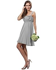 Chiffon/Polyester Pleated One Shoulder Knee Length Short Empire   Waistline Bridesmaid Dress/Prom Dress 