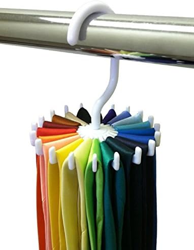 Men Rotating Tie Rack Adjustable Tie Hanger Holds 20 Neck Ties Tie Organizer W