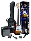 SX BG1K 3TS Bass Guitar Package w/Bass Amp, Instructional DVD, Carry Bag and Strap