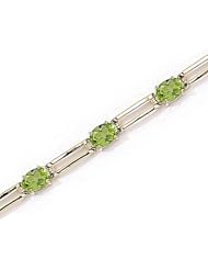 14kt Yellow Gold Oval Peridot and Diamond Bracelet