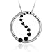 Eternity Sterling Silver .925 round Genuine Sapphire stone circle Journey Pendant