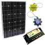 HQRP 50W Solar Kit 50 Watt Monocrystalline Panel, HQRP Solar 10A Charge Power Controller / Regulator 12V / 24V with Lighting Control Possibility & Two-Digit LED Display to show the Timer Settings + UV Chain / UV Radiation Health Tester
