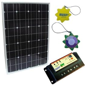 HQRP 55W Solar Panel Kit 55 Watt Amorphous A-Si Thin film made in Japan module, HQRP Solar 10A Charge Power Controller / Regulator 12V / 24V, 10ft 10 AWG Cable & 4pcs Wire Glands