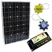 HQRP 50W Solar Kit 50 Watt Monocrystalline Panel, HQRP Solar 10A Charge Power Controller / Regulator 12V / 24V with Lighting Control Possibility & Two-Digit LED Display to show the Timer Settings + UV Chain / UV Radiation Health Tester