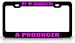 MY HEART BELONGS TO A PRODUCER Occupation Metal Auto License Plate Frame Tag Holder, Black/Pink