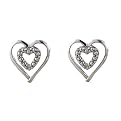 10K White Gold .010ct.t.w. Double Heart-Shaped Diamond Earrings