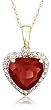10k Yellow Gold, January Birthstone, Garnet and Diamond Heart Pendant