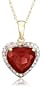 10k Yellow Gold, January Birthstone, Garnet and Diamond Heart Pendant