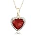 10k Yellow Gold, January Birthstone, Garnet and Diamond Heart Pendant