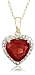 10k Yellow Gold, January Birthstone, Garnet and Diamond Heart Pendant