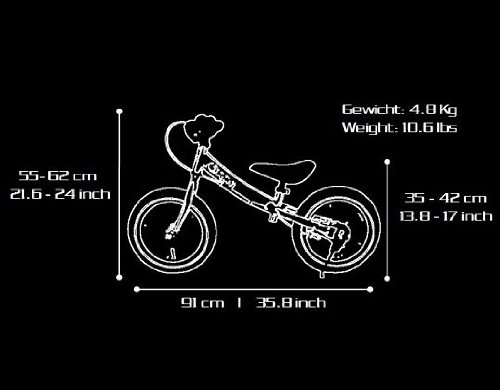 bike*star 30.5cm (12 Inch) Kids Learner Balance Beginner Run Bike Sport - Red