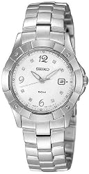 SEIKO Women's Stainless Steel Dress Watch with Diamonds. Model: SXDA59
