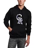 MLB Men's Colorado Rockies Suede Tek Long Sleeve Hooded Fleece Pullover (Black, Medium)