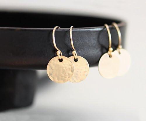 Simple 14k Gold Filled Tiny Disc Earrings - Shiny, Matte, Hammered Finishes available