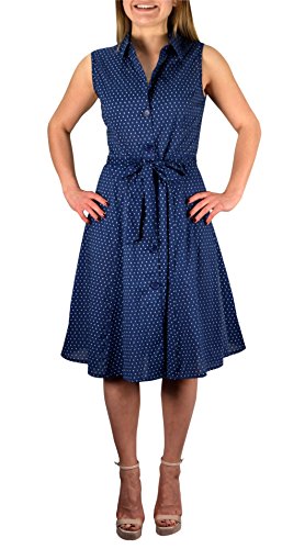 Peach Couture Vintage Button Up Work Dress Shift Dress Fabric Belt 100% Cotton
