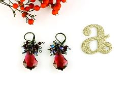 Swarovski Crystal Baroque Pendant Earring - Ruby / Red (Anna)