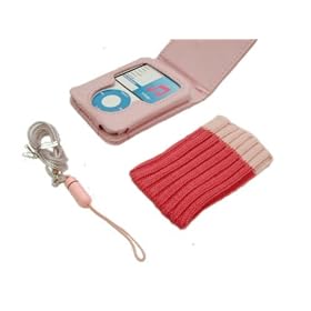 KMS - 3G PINK FLIP CASE & FREE PINK SOCK DEAL FOR APPLE iPOD NANO 3RD GENERATION 4GB 8GB PLAYER + EXCLUSIVE NEW PINK NECK STRAP