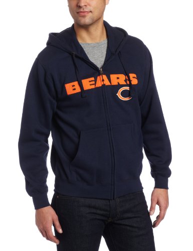 NFL Men's Chicago Bears Classic II Long Sleeve Fullzip Fleece With Hood (Traditional Navy, X-Large)