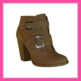 Women's Qupid Camel Leatherette Booties (Miley21)