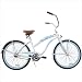 Ladies 26 Single Speed Beach Cruiser in Pearl White with Baby Blue