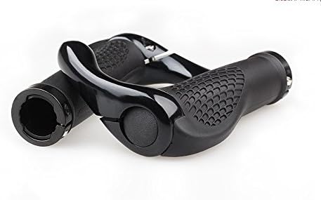 EIN Ergonomic Design Bicycle Handlebar Grips, With Rubber Grip Black &amp; Aluminum Barend And Bike Chainstay Protector Black