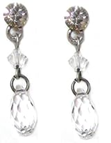 Creations Georgianni Silver Plated Clear Swarovski Crystals Post Dangle Earrings