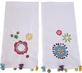 Tag Flora 100-Percent Cotton Embroidered Guest Towels, Bohemian Pattern, Set of 2