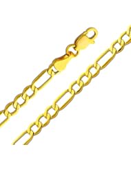 14K Yellow Gold 3.5mm Figaro 3+1 Chain Bracelet with Lobster Claw Clasp - 7" Inches