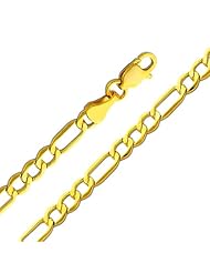 14K Yellow Gold 3.5mm Figaro 3+1 Chain Necklace with Lobster Claw Clasp - 16" Inches
