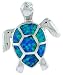 Sterling Silver Sea Turtle Pendant, Inlaid w/ Lab Opal 7/8" (22 mm) tall,