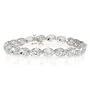 10k White Gold Oval Cut Aquamarine Bracelet, 7"