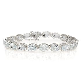 10k White Gold Oval Cut Aquamarine Bracelet, 7 by Amazon.com Collection