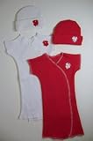 Red and White Holiday Gown Sets (Four preemie and newborn sizes)