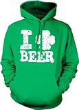 I Clover Beer Mens Irish Drinking Sweatshirt, Shamrock I Love Beer Pullover Hoodie