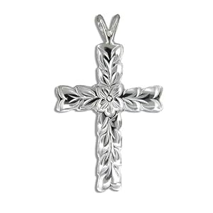 14k Plumeria Cross Pendant