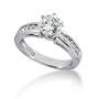 14K White Gold Engagement Ring - 0.85CT Round Cut Diamond Ring(H-I Color, I1 Clarity), All Sizes Available