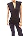 Patty Women's Stand Collar V-Neck Faux Wrap Sleeveless Blouse