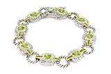Elegant 2-tone Designer-Inspired Bracelet w/Peridot CZs