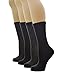 PEDS Women's Classic Solid Black and Black Patterned Crew Socks 4 Pairs