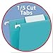 Smead Colored Hanging File Folder with Tab, 1/5-Cut Adjustable Tab, Letter Size, Teal, 25 per Box (64074) (Pack of 1)