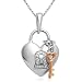 10k Rose Gold and Sterling Silver Diamond Heart Lock and Key Pendant (0.05 cttw, I-J Color, I3 Clarity), 18